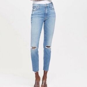 MOTHER High Wasted Looker Ankle Fray